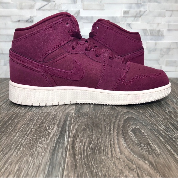 NWOT Kids Air Jordan 1 Mid Bordeaux & Sail - Picture 6 of 8